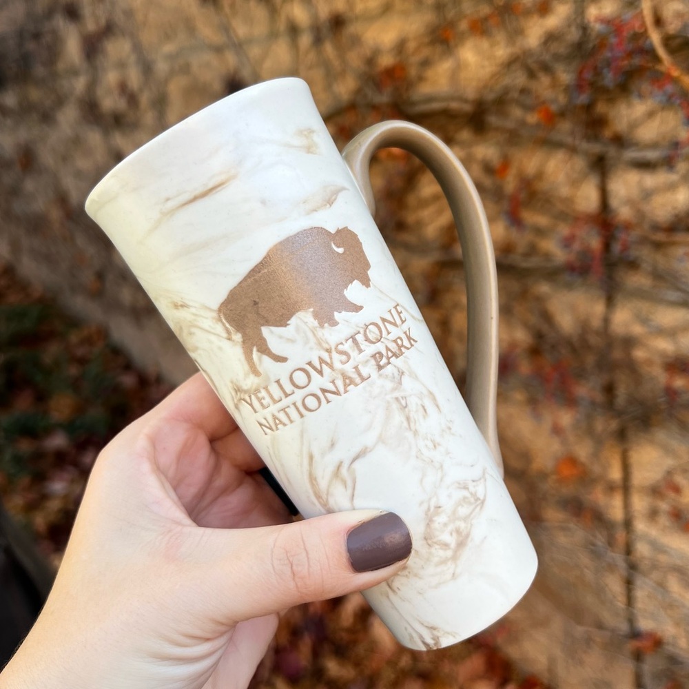 Yellowstone National park Montana Bison Marbled Ceramic Tall Coffee Tea Mug